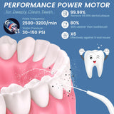 350ML Water Flossers for Teeth - OLED Display Powerful Electric Flosser with 5 Modes 6 Jet Tips, Portable Cordless Water Dental Flosser IPX7 Waterproof Oral Irrigator for Home Travel