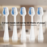 Replacements Toothbrush Heads for Waterpik Complete Care 5.0/9.0 (WP-861/CC-01), STRB-5WW, Pack of 5, White