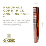 Kent 9T Tortoiseshell Fine Tooth and Wide Tooth Comb Detangler Hair Combs - Large Handmade and Saw-Cut Dressing Comb - Wet Hair Comb for Women and Durable Grooming Comb for Men Made in England