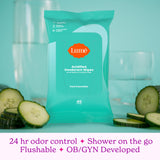 Lume Acidified Deodorant Wipes - 24 Hour Odor Control - Aluminum Free, Baking Soda Free, Skin Loving - Flushable - 45 Count (Pack of 2) (Cool Cucumber)