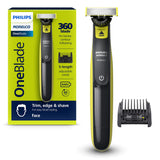 Philips Norelco OneBlade 360 Face, Hybrid Electric Beard Trimmer and Shaver with 5-in-1 Face Stubble Comb, Frustration Free Packaging, QP2724/90