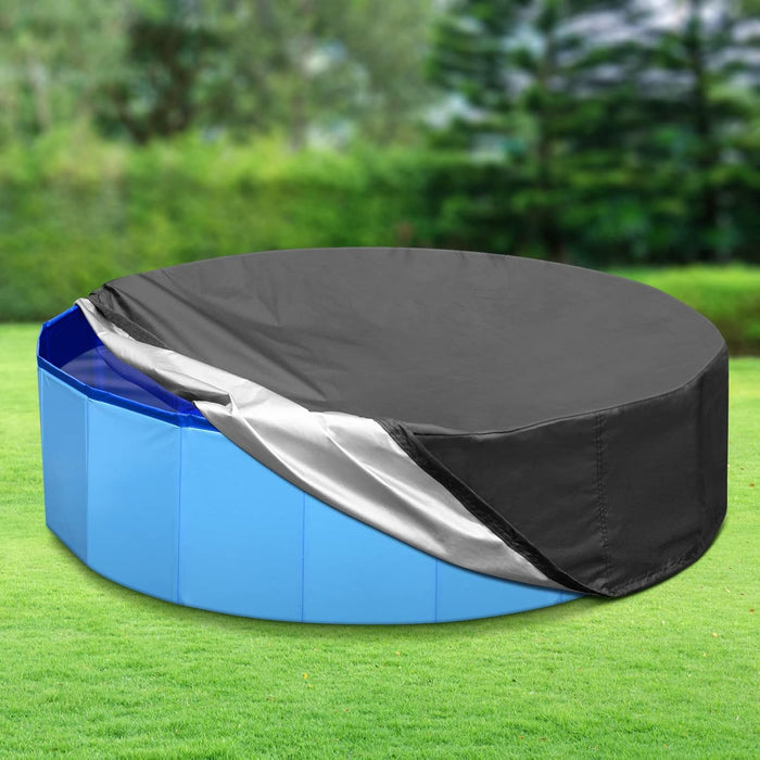 Tufmunb 120 inch Foldable Dog Pet Bath Pool Cover, Portable Round Collapsible Pool Cover with Oxford Cloth Material and Drawstring Design for Dog Pet Pool, Waterproof and Dustproof (Black)