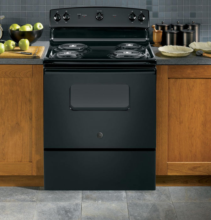 GE 30 in. 4 Burner Element Free-Standing Electric Range in Black