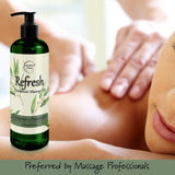 Refresh Massage Oil with Eucalyptus & Peppermint Essential Oils - Great for Massage Therapy. All Natural Massage Oil for Sore Muscles. Ideal for Full Body Massage – Nut Free Formula 16oz