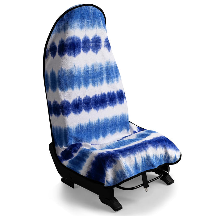 Waterproof Sweating Car Seat Cover for Post Gym Workout, Running, Swimming, Beach and Hiking, Universal Fit Non-Slip Bucket Seat Protector for Cars SUV Trucks, Machine Washable (Blue & White)