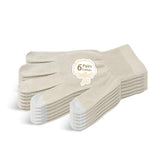 Evridwear Unisex Moisturizing Cotton Gloves with Touchscreen Fingertips for Eczema Beauty Cosmetic Dry Hands Sensitive Irritated Skin Therapy Overnight Bedtime, 6 Pairs, Lightweight-Beige, L/XL