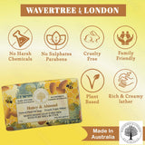 Wavertree & London Honey Almond Scented Natural Soap (2 Bars), 7oz Moisturizing French Triple Milled Soap Bars enriched with shea butter - Pure Plant Oil Bath & Body Soap for All Skin Types