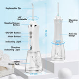 H2ofloss Water Dental Flosser Cordless, 300ML Rechargeable Oral Irrigator for Teeth Cleaning, Portable & IPX7 Waterproof Teeth Cleaner Pick for Braces Home Travel