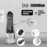 Cordless Water Flosser for Teeth Rechargeable - FZCOK 7 Clean Settings Oral Irrigator Dental Flosser for Braces Adults Teeth Cleaning Portable with Long Battery Life, Waterproof(Black)