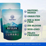 ASPEN NATURALS GRASS FED BEEF GELATIN POWDER 3lb - Unflavored and Easy To Mix - Pasture Raised Protein Supplement- Non GMO, Paleo Friendly