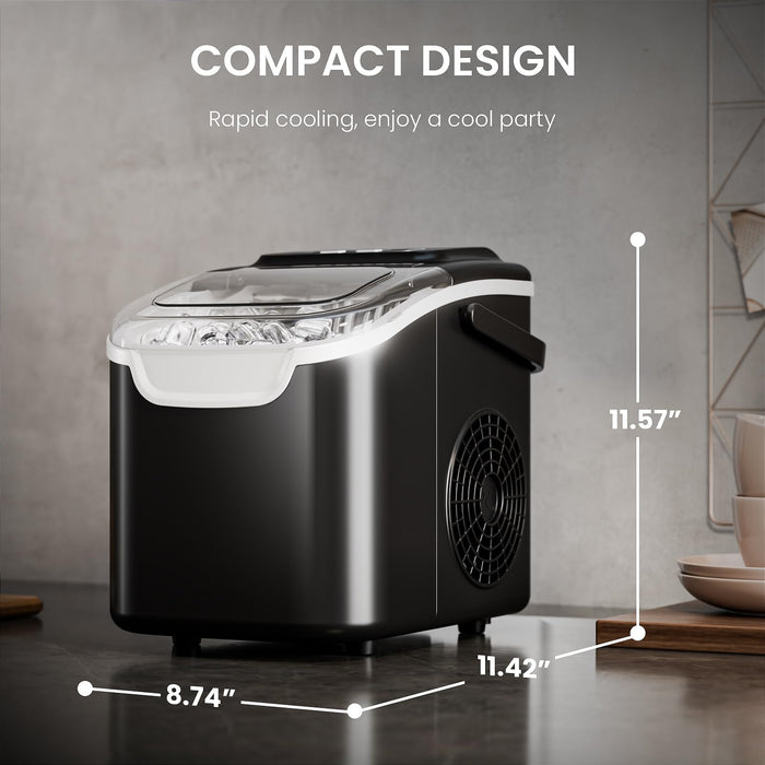 AGLUCKY Ice Makers Countertop with Self-Cleaning, 26lbs/24hrs, 9 Cubes Ready in 6 Mins, Portable Ice Machine with 2 Sizes Bullet Ice/Ice Scoop/Basket for Home/Kitchen/Office/Bar/Party, Red
