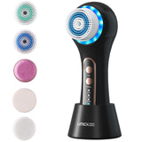 UMICKOO Face Scrubber Exfoliator,Facial Cleansing Brush Rechargeable IPX7 Waterproof with 5 Brush Heads,Electric Face Spin Brush for Exfoliating, Massaging and Deep Cleansing