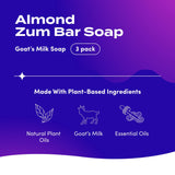 Indigo Wild Zum Bar Goat's Milk Soap - Mother's Day Gift - Almond - 3 oz (3 Pack)