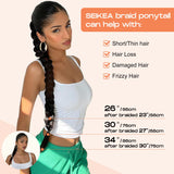 SEIKEA 2PCS Long Braid Ponytail Extension with Hair Tie Long Straight Wrap Around Hair Extensions Ponytail Natural Soft Synthetic Hair Piece Black Brown 26 Inch (After Braided 23 Inch)