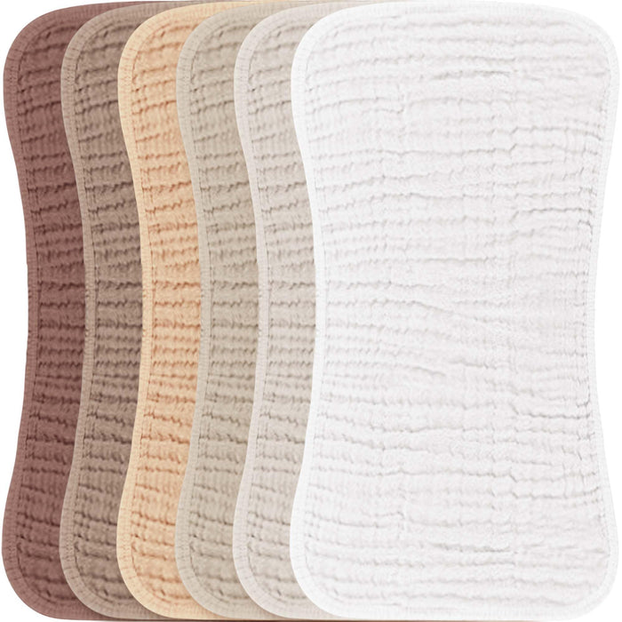 Konssy Muslin Baby Burp Cloths Sets for Unisex- 6 Pack Large 100% Cotton Burping Clothes for Newborn, Baby Girls and Boys