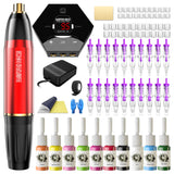 Wormhole Tattoo Pen Kit - Rotary Tattoo Machine Pen for Beginners 20pcs Tattoo Cartridges Needles 10 Tattoo Ink Professional Complete Tattoo Kit TK001