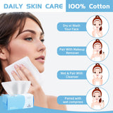 4 Pack Cotton Facial Dry Wipes 100 Count, Deeply Cleansing Disposable Face Towel Cotton Tissue, Multi-Purpose for Skin Care, Make-up Wipes, Face Wipes and Facial Cleansing(400 Count)