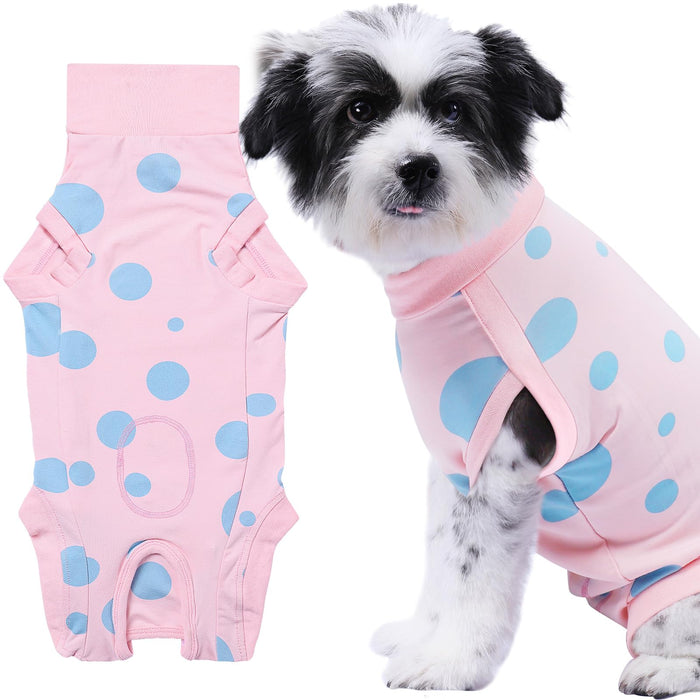 Comwish Dog Recovery Suit, Professional Dog Surgery Suit Post Spay, Neuter, Abdominal Surgical Suit for Male Female Dogs Can Pee, Prevent Licking Soft Breathable Cotton Covers Wound (Pink, Medium)