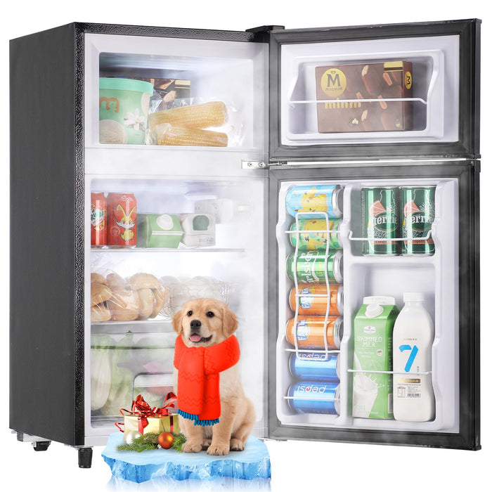 WANAI 3.5 Cu.Ft Mini Fridge With Freezer Freestanding Refrigerator with Freezer,7 Level Adjustable Thermostat Removable Shelves Small Refrigerator for Office Dorm Apartment Grey