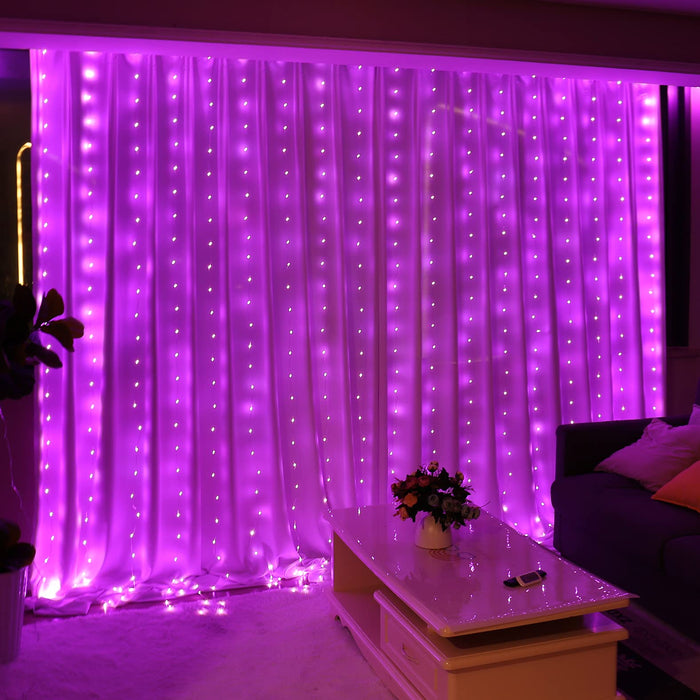 HXWEIYE 300LED Pink Fairy Curtain Lights for Bedroom, 3mx3m 8 Modes USB Plug in Window Christmas Led String Hanging Lights with Remote for backdrop Wedding Party Home Garden Outdoor Indoor