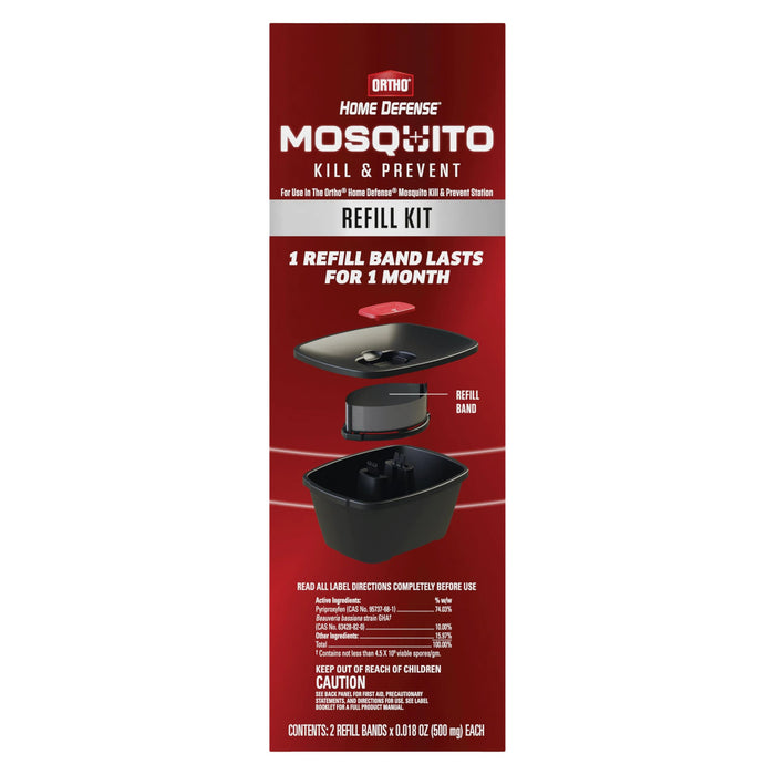 Ortho Home Defense Mosquito Kill and Prevent Refill Kit - Controls Mosquitoes and Larvae, Easy-to-Use, Mosquito Killer Protects up to 4,300 sq. ft., 2 Refill Bands
