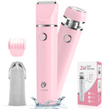 Cayzor Bikini Trimmer and Shaver Kit for Women - 2-in-1 Wet/Dry Electric Body Hair Trimmer Facial Hair Removal Cordless Waterproof Bikini Shaver Razor for Face Lip Chin Pubic Underarm Legs