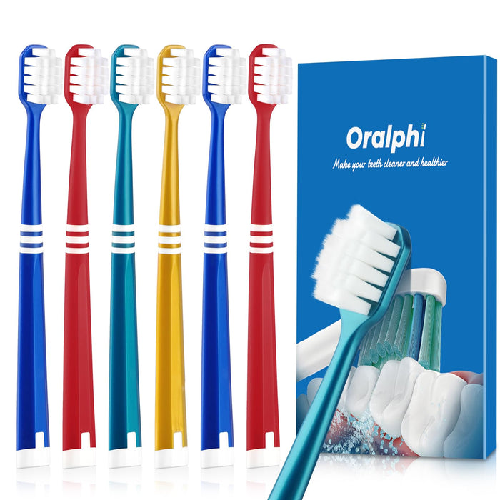 Oralphi Extra Soft Toothbrush for Sensitive Gums, Wide Head Soft Bristle Toothbrush with 10000 Soft Flossing Micro Nano Bristles for Adults, Pregnant Women, Elderly, Braces(Family Set Dark Colors)