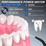 ZDMATHE 350ML Water Dental Flosser Cordless for Teeth, LCD Display Portable Water Flosser Cleaner Picks with 5 Modes 6 Jet Tips, IPX7 Waterproof Electric Flosser Oral Irrigator for Home Travel Office