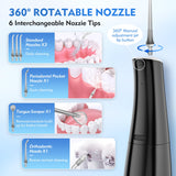 Water Flosser with 300mL/10.1oz Tank 4 Modes 6 Jet Tips,Dental Oral Irrigator for Home and Travel for Oral Care,USB Rechargeable Cordless Water Dental Picks for Teeth Cleaning,IPX7 Waterproof