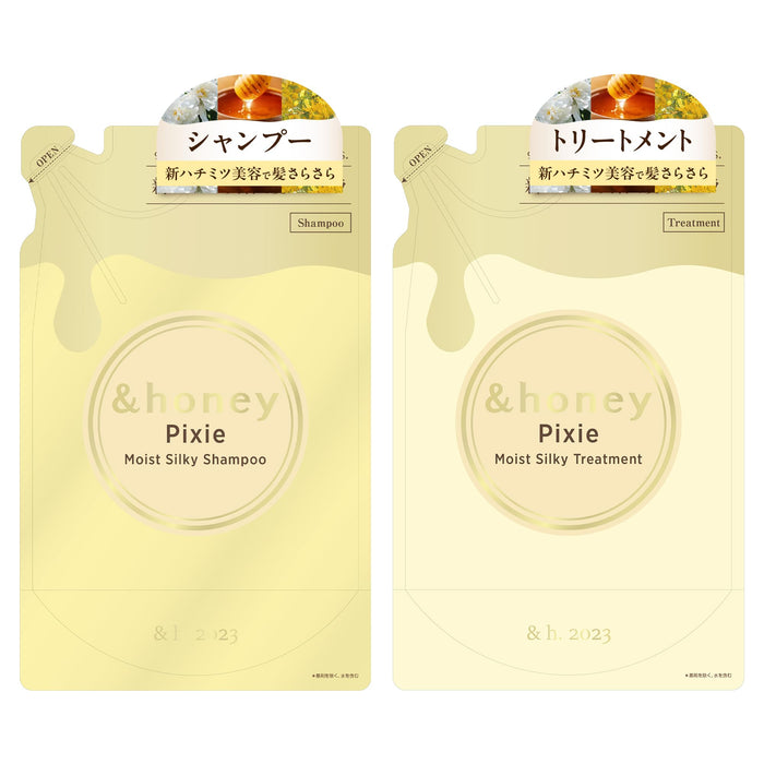 &HONEY Pixie Moist Silky Refill Pair Set [Shampoo Refill 350mL / Treatment Refill 350g]