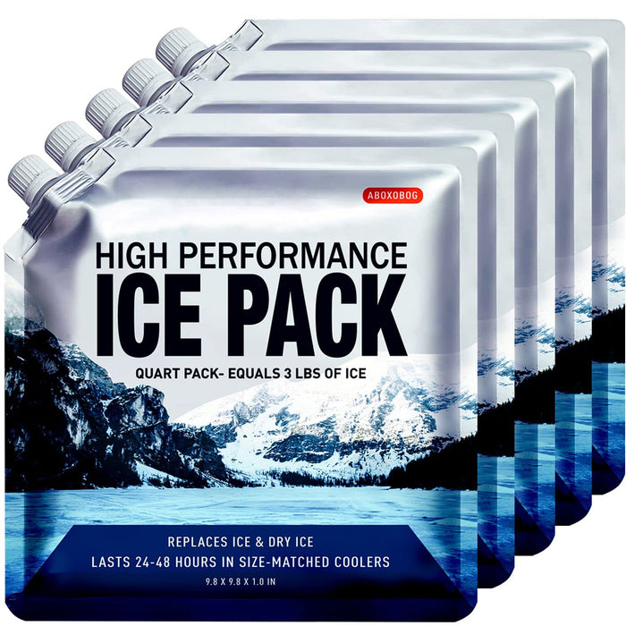 ABOXOBOG Reusable Ice Packs for Coolers Long Lasting Gel Freezer Packs for Lunch Bags Cooler Backpack Lunch Box for Camping & Picnics & Beach & Road Trips (9.8"x9.8"x5P)