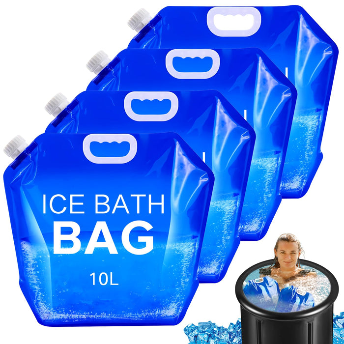 Tryitsbest 4 Pack Ice Bath Bags Reusable, Large Capacity Cold Plunge Ice Bath Accessories, Portable Bathtub Freezer Water Bags for Ice Baths at Home (10L/2.6 Gallon -4Pcs)