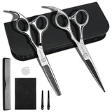 Hair Cutting Scissors Thinning Shears Kit,6.5 inch Professional Haircut Scissors Beard Trimming Shaping Grooming with Comb and Case,Sliver Hairdressing Shears Set for Men Women Pets Barber Salon Home