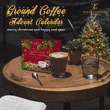 24 Days Advent Calendar With Flavoured Ground Coffee - Christmas Gift Set for Men & Women - French Vanilla, Hazelnut, Irish, Italian & Cinnamon Flavors