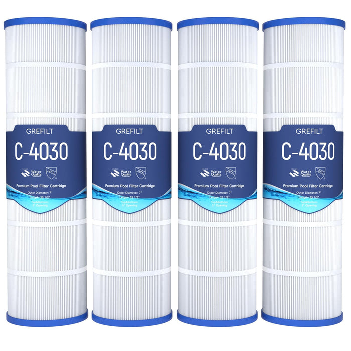 Grefilt 4-Pack C4030 Pool Filter Cartridges, Compatible with Hayward SwimClear C4030, C4025, C4020, Replaces Pleatco PA106, Hayward CX880XRE, Unicel C-7488, 425 sq.ft