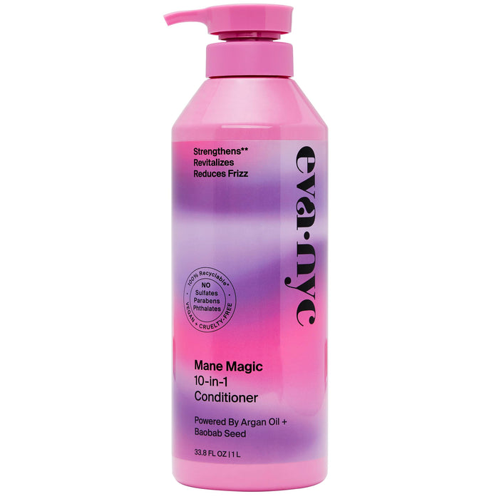 Eva NYC Mane Magic 10-in-1 Hair Conditioner, Sulfate Free Conditioner for Soft and Smooth Locks, Strengthening Conditioner for Dry Hair and All Hair Types, GMO-Free Hair Products, 1L