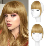 MORICA Bangs hair Clip in Bangs - 100% Human Hair French Bangs Clip in Hair Extensions, Strawberry Blonde Bangs Fringe with Temples Hairpieces for Women Daily Wear (Thick Bangs,Strawberry Blonde)