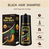 Fvquhvo Instant Black Hair Shampoo Hair Color Shampoo for Gray Hair,Natural Black Hair Dye Shampoo 3 in 1 for Men & Women,Long Lasting Black Hair Dye,Black Shampoo Colors in Minutes(Black)