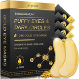 AVJONE 24K Gold Eye Mask -30 Pairs- Puffy Eyes and Dark Circles Treatments – Relieve Pressure and Reduce Wrinkles, Revitalize and Refresh Your Skin (30 Pairs)