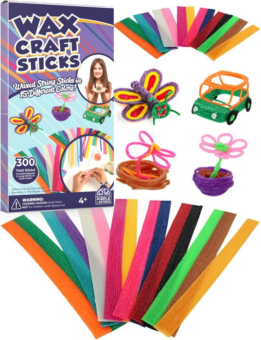 PURPLE LADYBUG Bendable Wax Craft Sticks for Kids: 15 Colors, 2 Lengths - 6&12 Inches, 150 of Each - Road Trip Activities for Kids, Restaurant Air Plane Car Travel Toys for Toddlers Christmas Gift