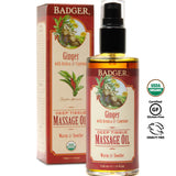 Badger - Deep Tissue Massage Oil, Ginger with Arnica & Cayenne, Certified Organic Massage Oil, Warm & Soothe, Massage Oil for Sore Muscles, Essential Oils, 4 oz