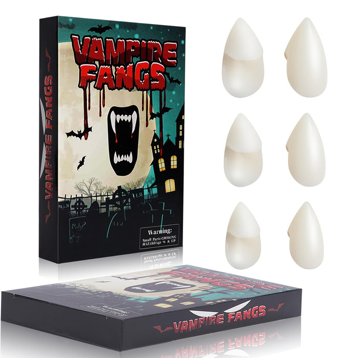 YVELINES Vampire Teeth Fangs, Vampire Fangs for Adults, Halloween Realistic Vampire Teeth and Fake Fangs with Upgraded Reusable Adhesive(15mm,17mm,19mm)