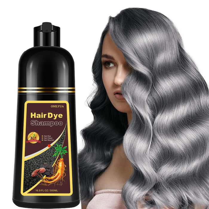 Fvquhvo Silver Gray Hair Color Shampoo for Women and Men, Instant Hair Dye Shampoo 3 in 1, Shampoo Hair Dye Works in Minutes, Long Lasting Shampoo Para Canas