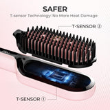 TYMO Ionic Hair Straightener Brush with 16 Temps, 30s Heat-up, Dual Voltage - For Thick, Thin, Curly Hair