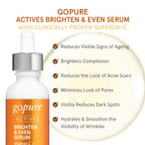 goPure Actives Vitamin C Serum - Brightening Serum with Vitamin C and Ferulic Acid, Face Moisturizing and Anti-Aging Benefits, Improves Skin Discoloration and Visibly Reduces Dark Spots - 1 fl oz