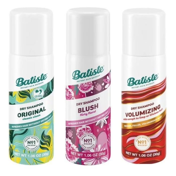 Batiste Dry Shampoo Mini - Travel Size 1.06 oz - 3 Pack (Original, Blush, Volumizing)
