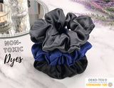 Celestial Silk Mulberry Silk Scrunchies for Hair (Navy, Charcoal, Black)