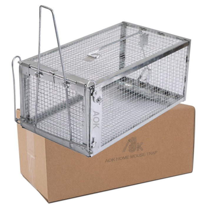 AOK Home Live Humane Cage Trap for Squirrel Mouse Rat Mice Rodent Animal Catcher for Indoor and Outdoor Small Animal 11x5.5x4.5 inch