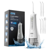 ZPN Water Dental Flosser Cordless for Teeth Cleaning，with 4 Modes Oral Irrigator, 5 Replaceable Jet Tips, Portable and Rechargeable IPX7 Waterproof Teeth Cleaner for Home and Travel (White)