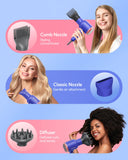 Wavytalk Professional 1875 Watt Hair Dryer Blow Dryer with Diffuser Nozzle Comb and Concentrator Negative Ions Fast Drying Light and Quiet with Ceramic Technology for All Hair Types Sapphire Blue